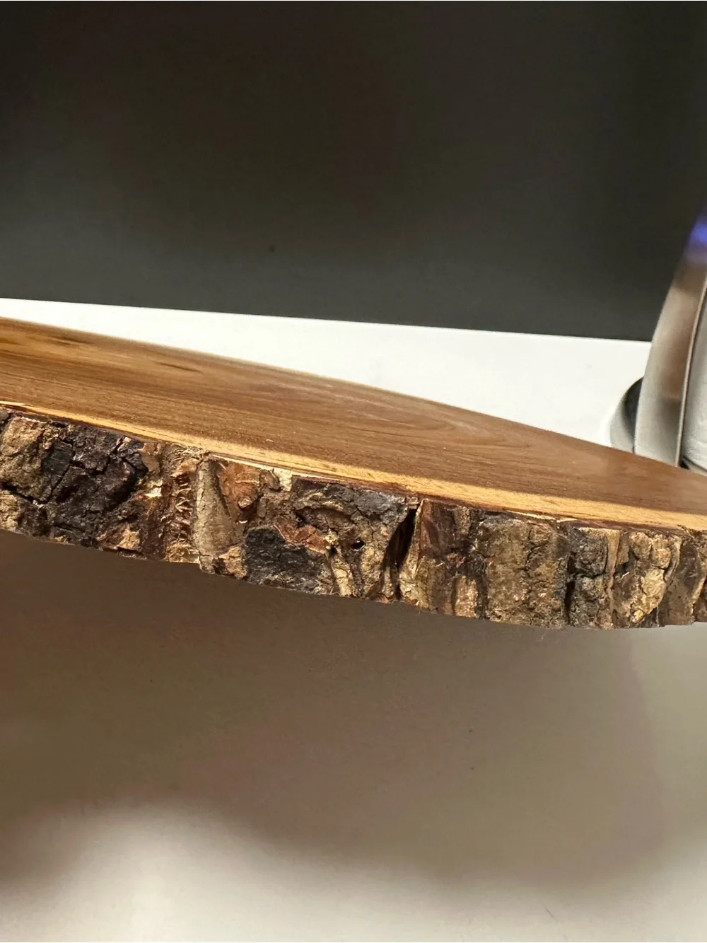 Handcrafted Brown Live-Edge Wood Serving Platter